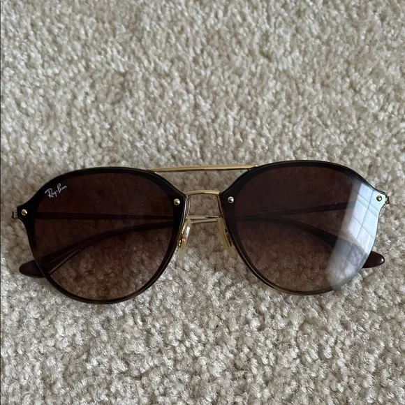 Ray-Ban Gold and Brown Sunglasses - Picture 2 of 2